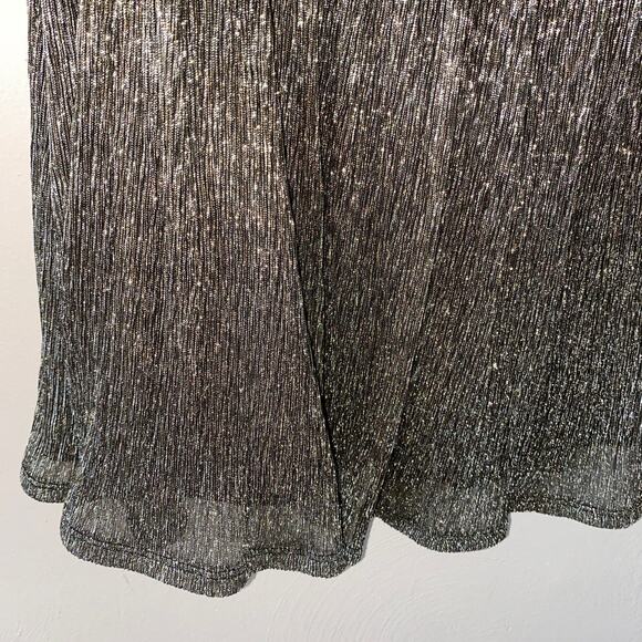 City Vibes Black Gold Metallic Shimmer Skater Tulle Back Zipper Skirt Size 5 - Picture 4 of 12